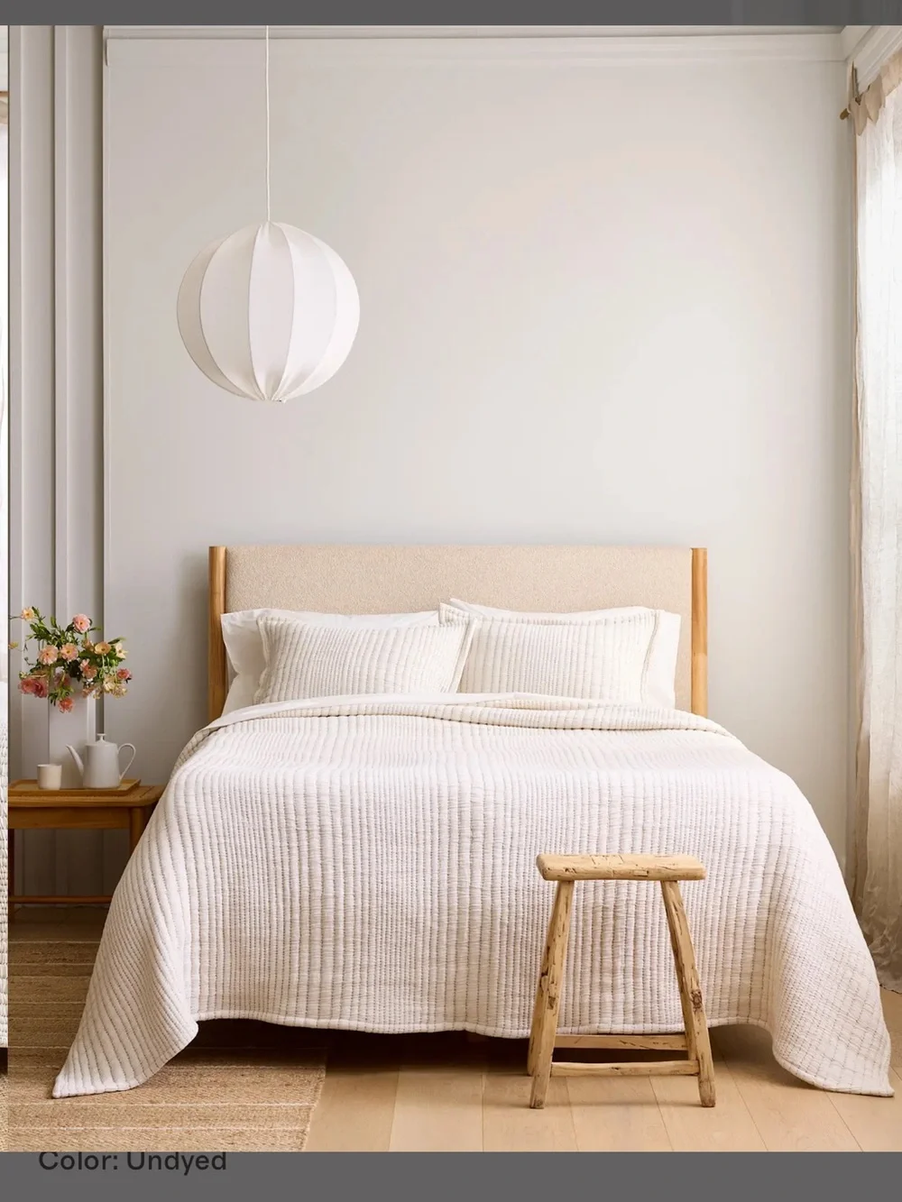 NWT Quince Organic Cotton Channel Stitch Undyed Coverlet & Sham!